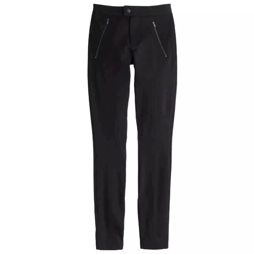 J. Crew Vintage Pixie Pants Ponte Stretch Black Skinny Zippered Pockets 0